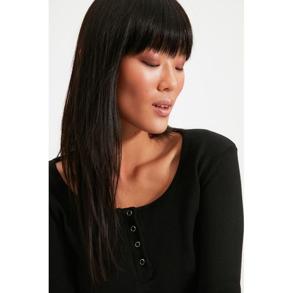 NWT Trendyol Women Slim fit Button placket Knit Blouse - Picture 3 of 13